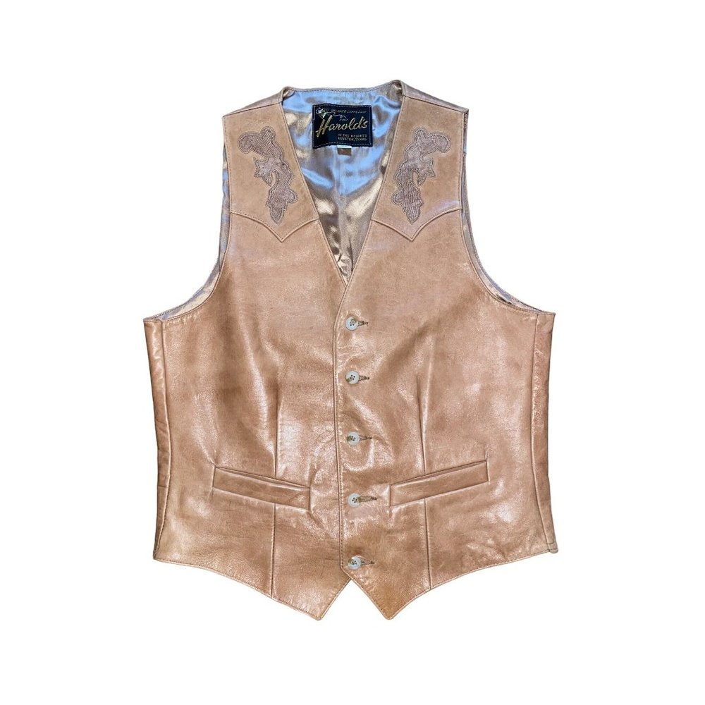 Vintage Harold’s In The Heights Houston Leather Button Down Vest